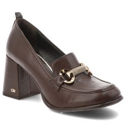 Brązowe Półbuty Chebello Eleganckie Obuwie Damskie. Brązowe czółenka damskie CheBello, bez wzorów, ze skóry, bez obcasa, na obcasie. Za 458.99 zł.