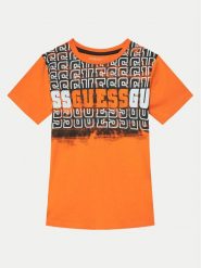 Guess T-Shirt L5RI23 K8HM4 Pomarańczowy Regular Fit. Brązowe t-shirty i koszulki chłopięce Guess, z aplikacjami, z bawełny, bez kołnierzyka, bez ramiączek. Za 59.99 zł.