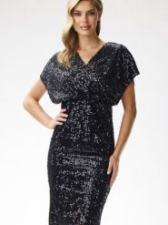 Sukienka Model A698 Black - awama. Czarne sukienki damskie Awama, bez wzorów, z weluru, eleganckie, bez ramiączek. Za 441.32 zł.