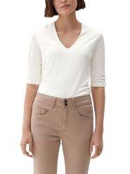 S.Oliver Bluzka w kolorze białym rozmiar: 42. Białe bluzki damskie S.Oliver, s, bez wzorów, z wiskozy, bez kołnierzyka, bez ramiączek. Za 96.83 zł.