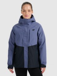 4F Kurtka trekkingowa membrana 10000 damska - granatowa XS. Niebieskie kurtki damskie 4F, na zimę, m, bez wzorów, z materiału, bez kaptura. Za 399.99 zł.