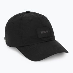 Czapka z daszkiem PROSTO Jacquard. Czarne czapki z daszkiem damskie Prosto., bez wzorów, z materiału. Za 94.99 zł.