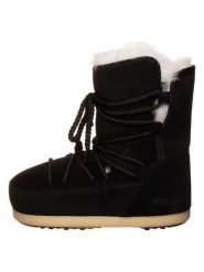Moon Boot Skórzane botki zimowe "EVX" w kolorze czarnym rozmiar: 35-36. Czarne botki damskie Moon Boot, na zimę, ze skóry, bez obcasa, bez zapięcia. Za 699.95 zł.