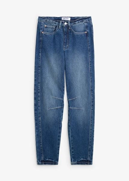 Jeansy mom, wysoki stan. Szare jeansy damskie bonprix, z podwyższonym stanem. Za 139.99 zł.