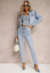 Jasnoniebieskie Jeansy Skinny bez Zdobień Riozena. Niebieskie jeansy damskie Renee, z aplikacjami, z jeansu. Za 119.99 zł.