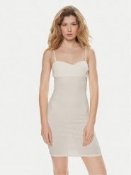 Brave Soul Sukienka letnia LDRJ-248LANA Écru Straight Fit. Sukienki damskie Brave Soul, bez wzorów, z bawełny, bez ramiączek. Za 139.99 zł.