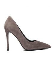 Eva Minge Szpilki EO-ELAINA-E134-20A Szary. Szare szpilki damskie Eva Minge, bez wzorów, ze skóry, bez obcasa, na szpilce, bez zapięcia. Za 229.99 zł.