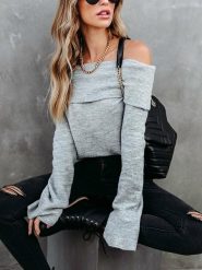 Milan Kiss Sweter w kolorze jasnoszarym rozmiar: M. Szare swetry klasyczne damskie Milan Kiss, m, bez kołnierzyka. Za 115.38 zł.