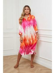 Plus Size Company Sukienka w kolorze różowo-pomarańczowo-białym rozmiar: 38. Różowe sukienki damskie Plus Size Company, bez wzorów, klasyczne, bez ramiączek. Za 100.99 zł.