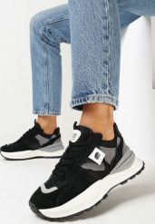 Czarno-Szare Sneakersy na Grubej Podeszwie Makella. Czarne obuwie sportowe damskie Born2be, bez zapięcia. Za 119.99 zł.