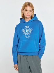 Bluza damska z kapturem i haftowanym logo niebieska afraja 401. Niebieskie bluzy damskie Big Star, l, bez wzorów, z dzianiny, z kapturem. Za 249.99 zł.