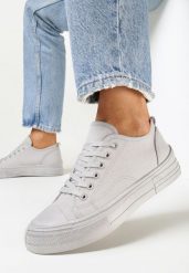 Szare Sznurowane Trampki Przed Kostkę Alaleta. Szare trampki damskie Born2be, bez wzorów, z jeansu, przed kostkę, bez zapięcia. Za 29.99 zł.
