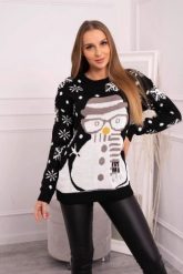 Sweter świąteczny z bałwanem czarny. Czarne swetry klasyczne damskie KESI, l, z wełny, bez kołnierzyka, plus size. Za 125.45 zł.