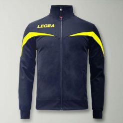Kurtka biegowa Salvador niebiesko-żółta. Niebieskie kurtki damskie LEGEA, xs, bez wzorów, z materiału, bez kaptura. Za 72.00 zł.