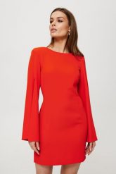 Koralowa Mini Sukienka z Rozciętymi Rękawami. Pomarańczowe sukienki damskie MOE, bez wzorów, z elastanu, wizytowe, bez ramiączek. Za 328.90 zł.