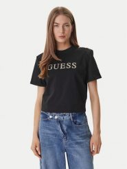 Guess T-Shirt W6GI06 K3018 Czarny Relaxed Fit. Czarne t-shirty damskie Guess, xxl, z aplikacjami, z bawełny, bez kołnierzyka. Za 259.99 zł.