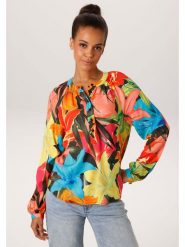 Aniston Bluzka ze wzorem rozmiar: 36. Bluzki damskie Aniston, bez wzorów, z wiskozy, bez kołnierzyka, bez ramiączek. Za 130.99 zł.