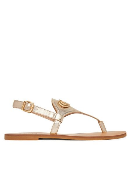 Liu Jo Sandały Saba 12 SA5085 EX013 Złoty. Żółte sandały damskie Liu Jo, bez wzorów, ze skóry, bez obcasa, na płaskiej podeszwie, bez zapięcia. Za 449.99 zł.