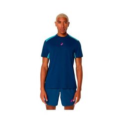 Koszulka Asics. Niebieskie koszulki damskie Asics, bez wzorów, bez kołnierzyka, bez ramiączek. Za 189.50 zł.