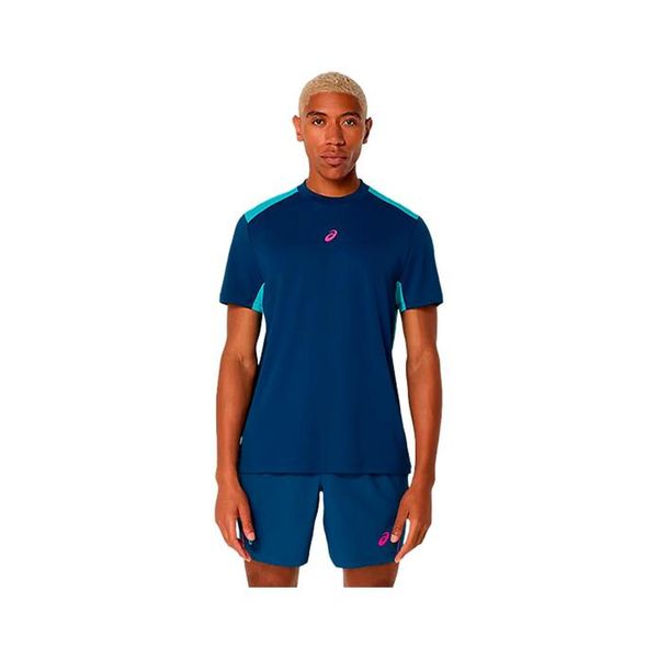 Koszulka Asics. Niebieskie koszulki damskie Asics, bez wzorów, bez kołnierzyka, bez ramiączek. Za 189.50 zł.