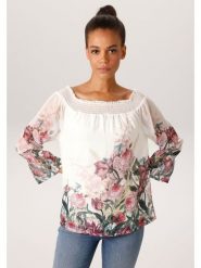 Aniston Bluzka w kolorze kremowo-różowym rozmiar: 40. Brązowe bluzki damskie Aniston, bez wzorów, bez kołnierzyka, bez ramiączek. Za 130.99 zł.