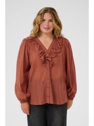 KAFFE curve Bluzka "Lana" w kolorze jasnobrązowym rozmiar: 44. Brązowe bluzki damskie KAFFE curve, bez wzorów, bez kołnierzyka, bez ramiączek. Za 104.64 zł.
