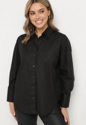 Czarna Bawełniana Koszula w Klasycznym Stylu Nalaris. Czarne koszule damskie Born2be, l, bez wzorów, z bawełny, biznesowe, bez kołnierzyka, bez ramiączek. Za 99.99 zł.