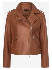 More & More Skórzana kurtka w kolorze jasnobrązowym rozmiar: 36. Brązowe kurtki damskie More & More, bez wzorów, z materiału, bez kaptura. Za 304.99 zł.