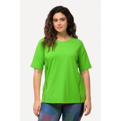 Damskie T-shirt ochrona UV 50+ dekolt w serek rękaw 1/2. Zielone koszulki sportowe damskie Ulla Popken, plus size, bez wzorów, z elastanu, bez ramiączek. Za 176.99 zł.