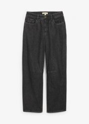 Jeansy typu barrel, mid waist. Niebieskie jeansy damskie bonprix. Za 149.99 zł.