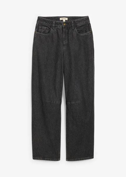 Jeansy typu barrel, mid waist. Niebieskie jeansy damskie bonprix. Za 149.99 zł.