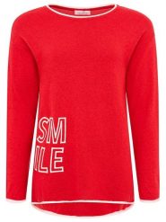 Zwillingsherz Sweter "SMILE" w kolorze czerwonym rozmiar: M. Czerwone swetry klasyczne damskie Zwillingsherz, m, z kaszmiru, bez kołnierzyka. Za 166.88 zł.