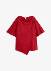 T-shirt z czystej bawełny organicznej. Czarne t-shirty damskie bonprix, bez wzorów, z bawełny, z asymetrycznym kołnierzem. Za 74.99 zł.