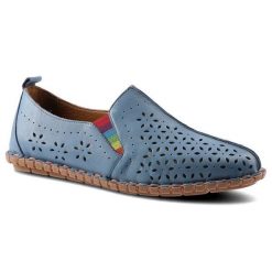 Niebieskie Półbuty Artiker Damskie Skórzane Obuwie. Niebieskie półbuty damskie Artiker, na lato, bez wzorów, z gumy, bez obcasa, bez zapięcia. Za 139.00 zł.