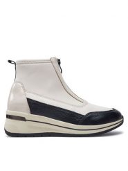 Caprice Botki 9-25433-43 Biały. Białe botki damskie Caprice, z materiału, bez obcasa, na koturnie, bez zapięcia. Za 399.99 zł.