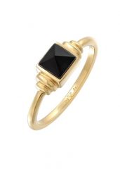 Elli PREMIUM Damski kwadratowy vintage z onyksem w pozłacanym srebrze próby 925 Sterling Silver Pierścionki 1 ct. Szare pierścionki damskie Elli PREMIUM, z onyksem, pozłacane. Za 263.99 zł.