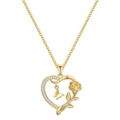 Rafaela Donata Łańcuszek Serce/motyl/róża Srebro wysokiej próby Żółte złoto Naszyjniki 1 ct Damski. Żółte naszyjniki damskie Rafaela Donata, z cyrkonią, pozłacane. Za 229.99 zł.