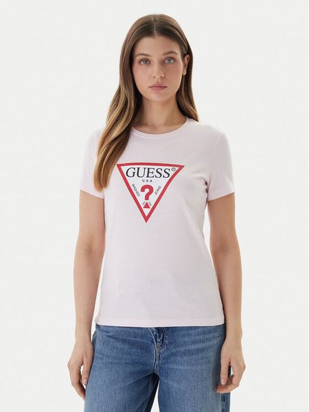 Guess T-Shirt W1YI1B I3Z14 Różowy Regular Fit. Czerwone t-shirty damskie Guess, xl, z aplikacjami, z bawełny, bez kołnierzyka. Za 159.99 zł.