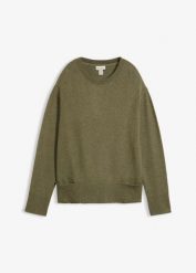 Sweter z mieszanki wiskozy. Brązowe swetry klasyczne damskie bonprix, z wiskozy, bez kołnierzyka. Za 87.99 zł.