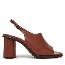 Sandały ECCO. Brązowe sandały damskie ECCO, bez wzorów, bez obcasa, na słupku, bez zapięcia. Za 459.99 zł.