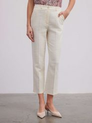 BGN Spodnie w kolorze kremowym rozmiar: 36. Brązowe spodnie materiałowe damskie BGN, bez wzorów, z materiału. Za 65.99 zł.