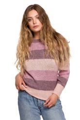 Ciepły Sweter w Bloki Kolorystyczne - Model 3. Swetry klasyczne damskie MOE, l, z materiału, bez kołnierzyka. Za 214.90 zł.