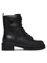 Guess Trzewiki FLFB2D LEA10 Czarny. Czarne botki damskie Guess, ze skóry, bez obcasa, na płaskiej podeszwie, bez zapięcia. Za 489.99 zł.