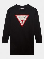 Guess Sukienka codzienna J3YK20 KA6R3 Czarny Regular Fit. Czarne sukienki dziewczęce Guess, z aplikacjami, z bawełny, bez ramiączek, proste. Za 149.99 zł.