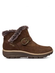 Skechers Botki Easy Going - Gentle Winter 168185 Brązowy. Brązowe botki damskie Skechers, ze skóry, bez obcasa, na płaskiej podeszwie, bez zapięcia. Za 449.99 zł.