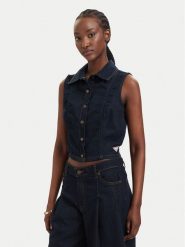 Guess Jeans Kamizelka W6GHZ9 D7971 Granatowy Regular Fit. Niebieskie kamizelki damskie Guess Jeans, xl, z aplikacjami, z bawełny, bez kaptura. Za 266.99 zł.