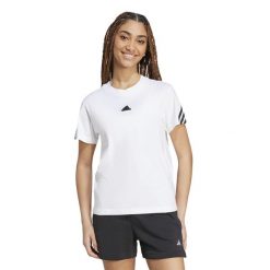 Koszulka damska ADIDAS Gym & Pilates. Białe bluzki damskie Adidas, m, bez wzorów, z bawełny, bez kołnierzyka, bez ramiączek. W wyprzedaży za 89.99 zł.