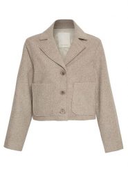 MOSS COPENHAGEN Kurtka przejściowa "Boone Josia" w kolorze beżowym rozmiar: M/L. Brązowe kurtki damskie Moss Copenhagen, l, bez wzorów, z wełny, bez kaptura. Za 250.35 zł.