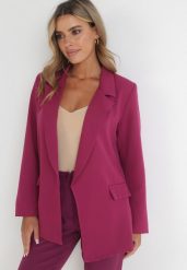 Ciemnofioletowa Marynarka Oversize Niezapinana Basi. Fioletowe marynarki i żakiety damskie Born2be, l, bez wzorów. Za 119.99 zł.