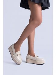 C'M Mokasyny w kolorze kremowym na koturnie rozmiar: 41. Brązowe mokasyny damskie C'M, bez obcasa. Za 121.99 zł.